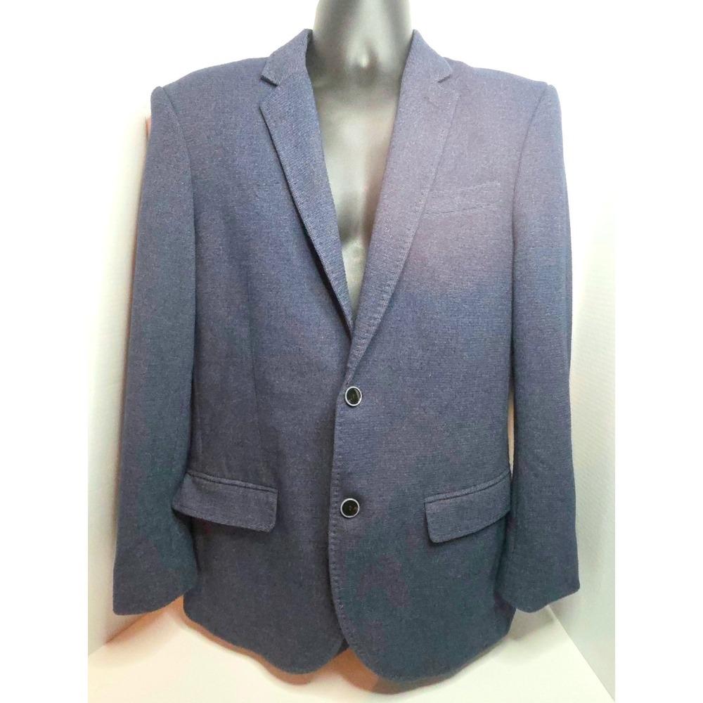 Angelo Litrico Blue Textured Slim Fit Two Button Top Stitch Sport Coat US 42